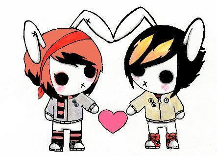 cartoon emo love couple